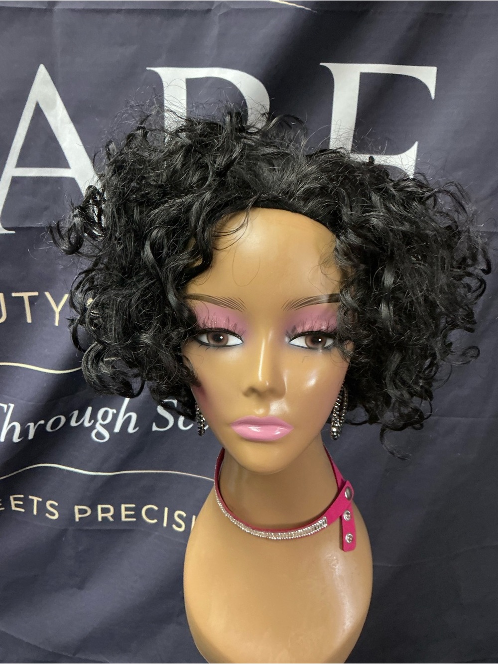 Short Curly Synthetic Wig - Black - Stylish Everyday Volume